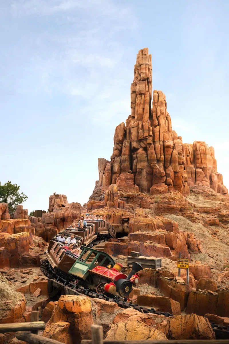 Big Thunder Mountain Railroad train winding through red rock spires